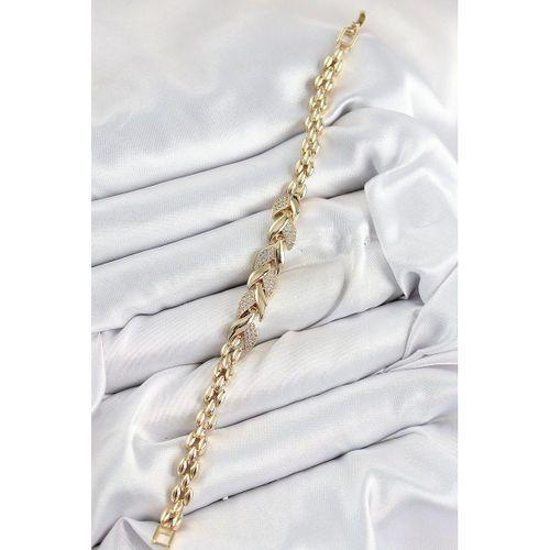 Pirinç Zirkon Taşlı Balık Kuyruğu Model Gold Renk Kadın Bileklik