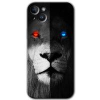 iPhone 14 HD Baskılı Kılıf + 9D Tam Ekran Koruyucu - Fire and Ice Lion