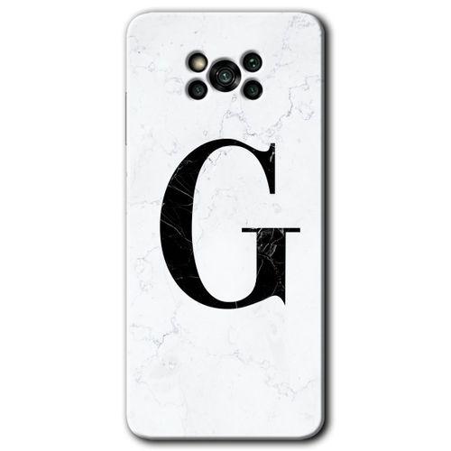 Poco x3 Pro Kılıf Baskılı Arka Kapak - Beyaz Mermer Desenli G Harfi +Tam Ekran Koruyucu