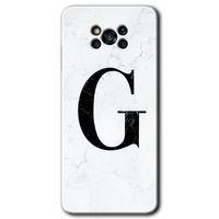Poco x3 Pro Kılıf Baskılı Arka Kapak - Beyaz Mermer Desenli G Harfi +Tam Ekran Koruyucu