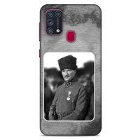 Samsung Galaxy M31 Kılıf Atatürk (38) Neo Hybrid Kılıf Antrasit Taş
