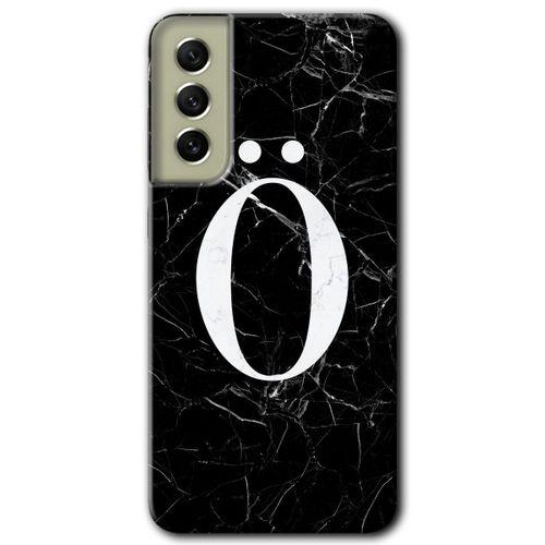 Galaxy S21 FE Kılıf HD Desen Baskılı Arka Kapak - Siyah Mermer Desenli Ö Harfi