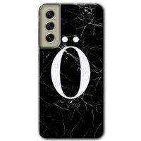 Galaxy S21 FE Kılıf HD Desen Baskılı Arka Kapak - Siyah Mermer Desenli Ö Harfi