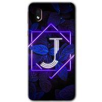 Potkal Hediye Fabrikası Samsung Galaxy A01 Core Kılıf HD Desen Baskılı Arka Kapak - Dark Neon Yaprak J Harfi