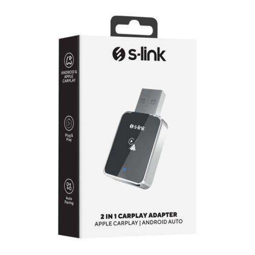 S-LINK SL-CAR01, 2in1 Android ve Apple Cihazlar, Kablosuz Android Auto ve Carplay Adaptörü