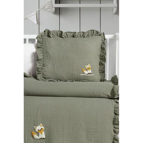 Kanz Kanz 4 Kat Hand Made Fırfırlı Müslin Örtü Seti Knz-020 Yeşil