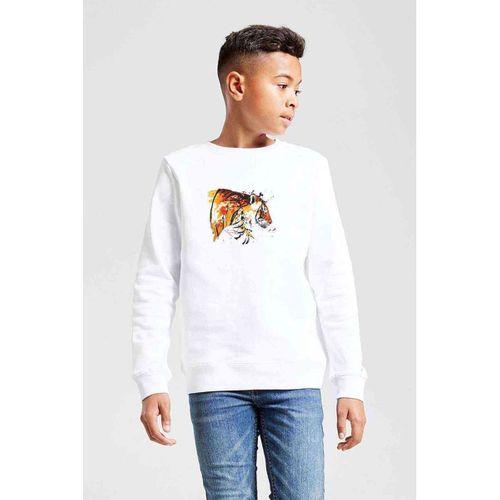 Watercolor Tiger Baskılı Unisex Çocuk Beyaz Sweatshirt