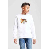 Watercolor Tiger Baskılı Unisex Çocuk Beyaz Sweatshirt