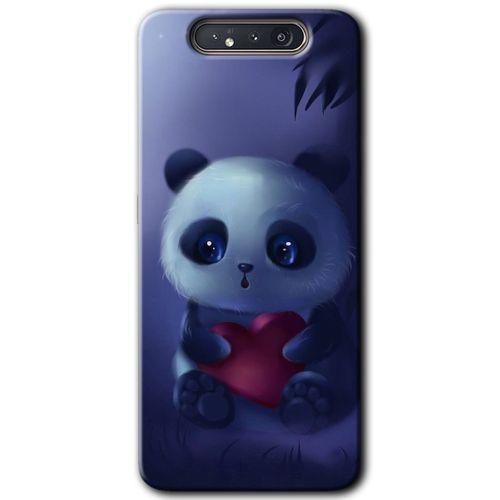 Samsung Galaxy A80 Kılıf HD Desen Baskılı Arka Kapak + Temperli Cam - Bebek Panda