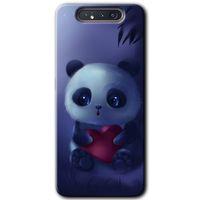 Samsung Galaxy A80 Kılıf HD Desen Baskılı Arka Kapak + Temperli Cam - Bebek Panda