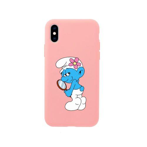 iPhone X Süslü Şirin Tasarımlı Pembe Telefon Kılıfı