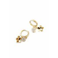 Zirkon Taşlı Çiçek Küpe - Altın