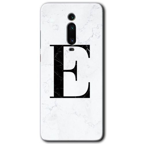 Xiaomi Mi 9T Kılıf HD Desen Baskılı Arka Kapak - Beyaz Mermer Desenli E Harfi