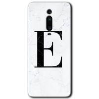 Xiaomi Mi 9T Kılıf HD Desen Baskılı Arka Kapak - Beyaz Mermer Desenli E Harfi