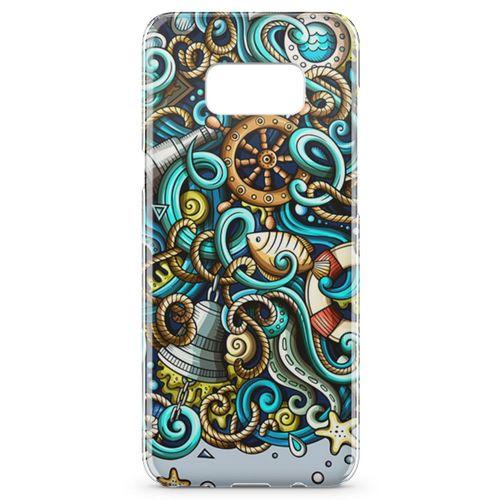 Samsung Galaxy S8 Kılıf Deniz Malzemeleri Doodle Arka Kapak Koruma Desenli Full Koruyucu