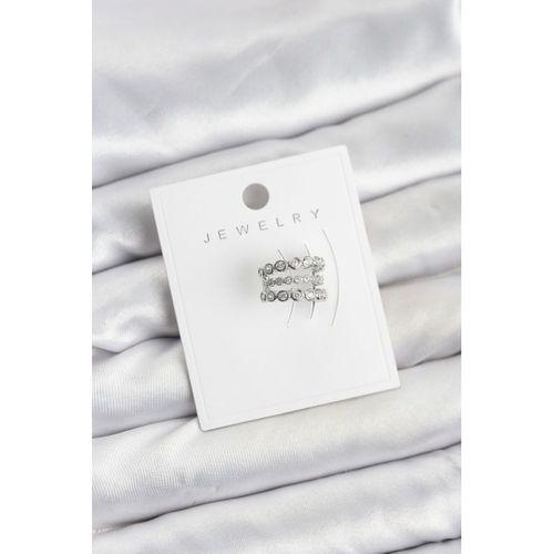 Gümüş Renk Zirkon Taşlı Pirinç Kıkırdak Earcuff Küpe - TJ-BKP11618