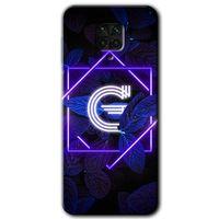 MRCİLETİSİM Xiaomi Redmi Note 9s Kılıf Baskılı Kapak - Dark Neon Yaprak G Harfi + 5D Tam Kaplayan Cam