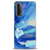 Huawei P Smart 2021 Kılıf HD Baskılı Kılıf - Mavi Beyaz + Tam Ekran Koruyucu