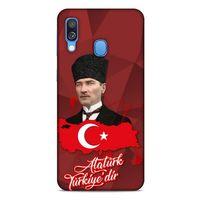 Samsung Galaxy A40 Kılıf Atatürk (43) Thin Fit Kılıf Kırmızı Mozaik