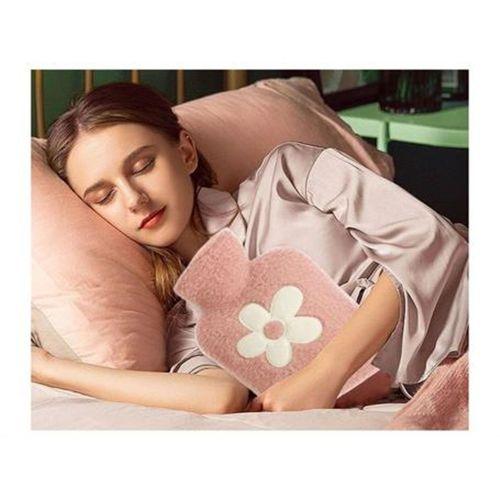 2 Adet Sıcak Su Torbası Peluş Papatya Desenli Pembe  21X13,5X2Cm 500 Ml