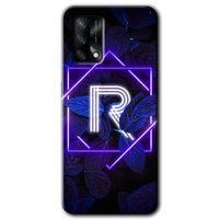 Oppo A74 Kılıf HD Desen Baskılı Arka Kapak - Dark Neon Yaprak R Harfi + Kırılmaz Cam