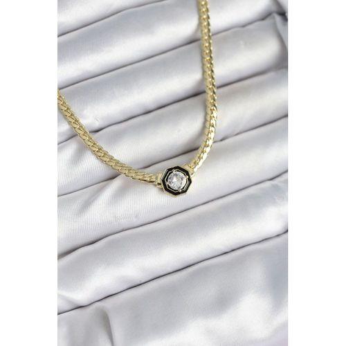 Pirinç Gold Renk Zirkon Taşlı Kadın Kolye - TJ-BKO10601