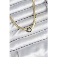 Pirinç Gold Renk Zirkon Taşlı Kadın Kolye - TJ-BKO10601