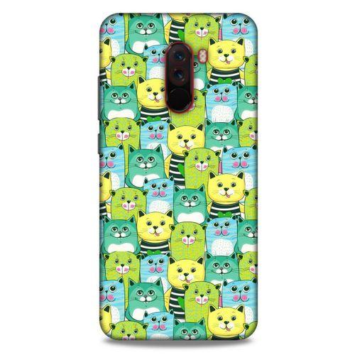 Lopard Xiaomi Pocophone F1 Uyumlu Kılıf Kediler (37) Silicone Cover Mavi Sarı