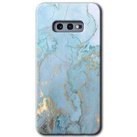 Galaxy S10e Kılıf HD Desen Baskılı Arka Kapak - Mavi Gold Mermer