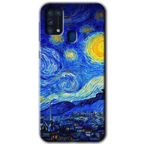 MRCİLETİSİM Samsung Galaxy M31 Kılıf Baskılı Kapak - Starry Night +Tam Ekran Koruyucu