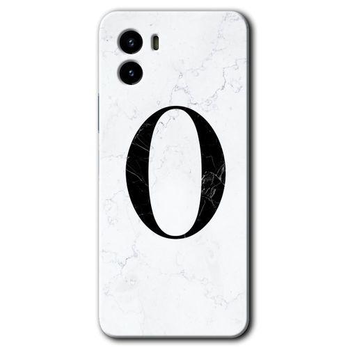 Potkal Hediye Fabrikası Vivo Y15s Kılıf HD Desen Baskılı Arka Kapak - Beyaz Mermer Desenli O Harfi