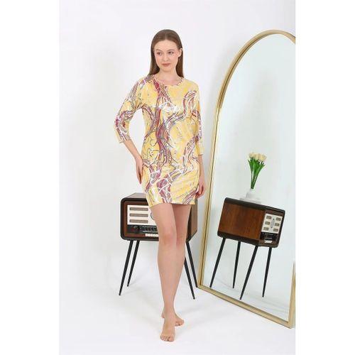 Kadın Micro Kumaş Mini Parlak Elbise Sarı