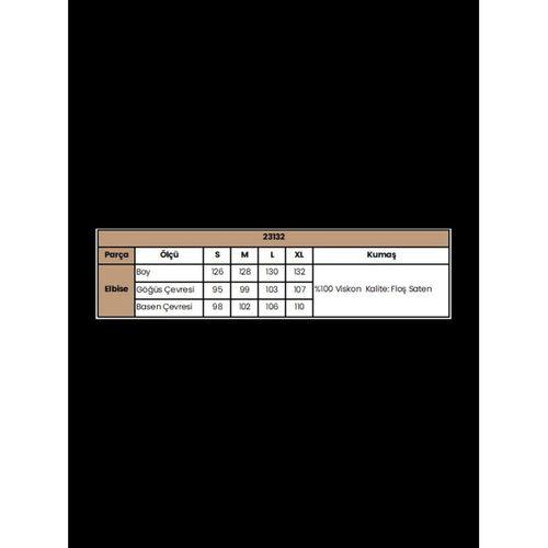 %100 Viskon Uzun Kollu Saten Elbise