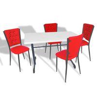 Dockers Halley - Kapitoneli Mutfak Masa Takımı - 70x120 (Werzalit, Wermodin veya Allzalit Tabla) - Beyaz-Kırmızı