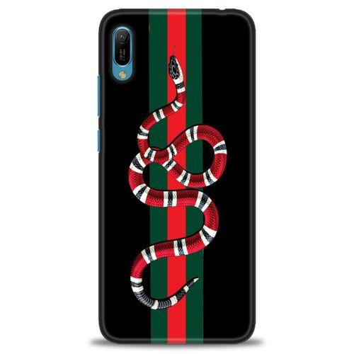 Huawei Y6 2019 Kılıf HD Baskılı Kılıf - Kırmızı Yeşil Yılan + Tam Ekran Koruyucu