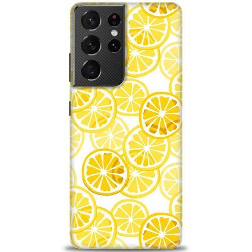 Samsung Galaxy S21 Ultra Kılıf HD Baskılı Kılıf - Sarı + Tam Ekran Koruyucu