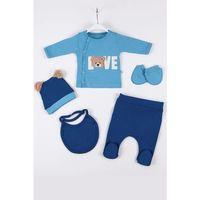 Love Bear Nakışlı 5'li % 100 Pamuk Erkek Bebek Hastane Çıkış Seti