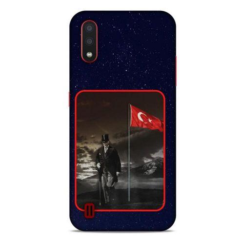 Samsung Galaxy A01 Kılıf Atatürk (40) Fit Silikon Kılıf Gece Yıldızlar