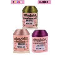 3 Adet Altınbaşak Oya ve Dantel İpi 20 gr - Royaleks - No: 426 - 078 - 434