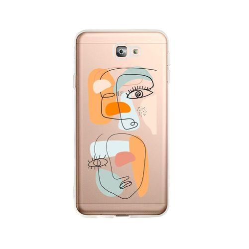 Samsung J7 Prime Colored Art Desenli Premium Şeffaf Silikon Kılıf