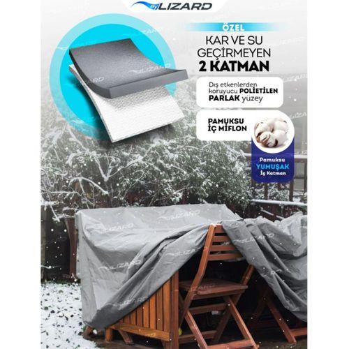 Bahçe Mobilya Masa Sandalye Koruma Kılıf Örtüsü Gri 200x150x75cm Su Geçirmez