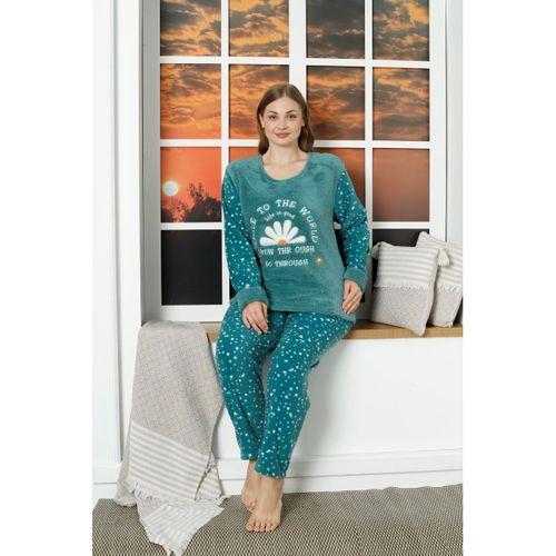 Büyük Beden Kadın Polar Peluş Pijama Takımı 0412 Y
