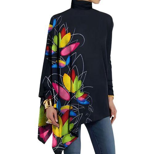 Kadın Uzun Kollu Balıkçı Yaka Asimetrik Kesim Mikro Bluz