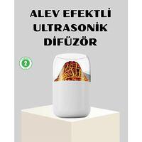 Ultrasonik Alev Efektli Aromaterapi Difüzörü Usb Şarjlı Ve Otomatik Kapanma Özellikli