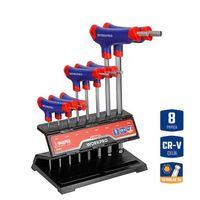WORKPRO WP200542 8 Parça CR-V Top Başlı T Tipi Uzun Profesyonel Allen Anahtar Takımı