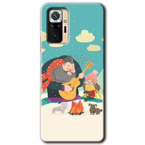 Xiaomi Redmi Note 10 Pro Kılıf Baskılı Kapak - Kış Pikniği + 5D Tam Kaplayan Cam