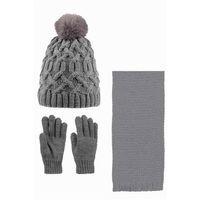 Kitti Kız Çocuk Tüylenmeye Dayanıklı Polar Ponponlu Bere Eldiven Atkı Takımı (22180-3)