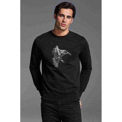 The Crow Of Ragnar Baskılı Siyah Erkek Sweatshirt