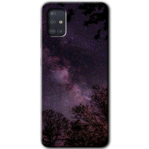 MRCİLETİSİM Samsung Galaxy A51 Kılıf HD Desen Baskılı Arka Kapak + Temperli Cam - Gece Galaksi