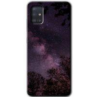 MRCİLETİSİM Samsung Galaxy A51 Kılıf HD Desen Baskılı Arka Kapak + Temperli Cam - Gece Galaksi